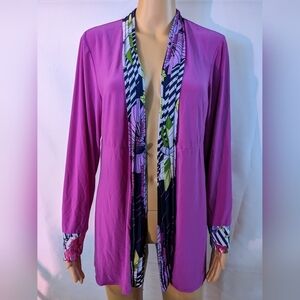 Pre-owned Antthony purple long sleeve overthrow shirt overlay size L TG